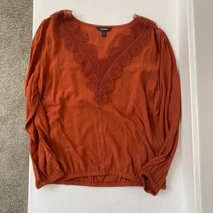 Express Orange Peasant shirt blouse